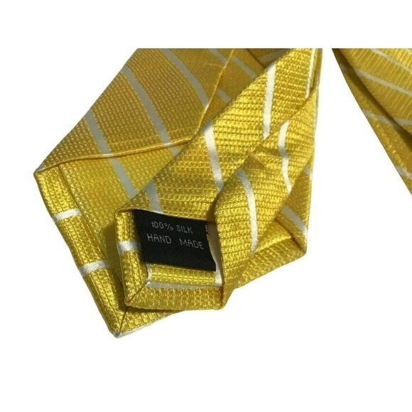 5/$10 Beau Brummell Yellow Silk Striped Tie 58" - Picture 3 of 4